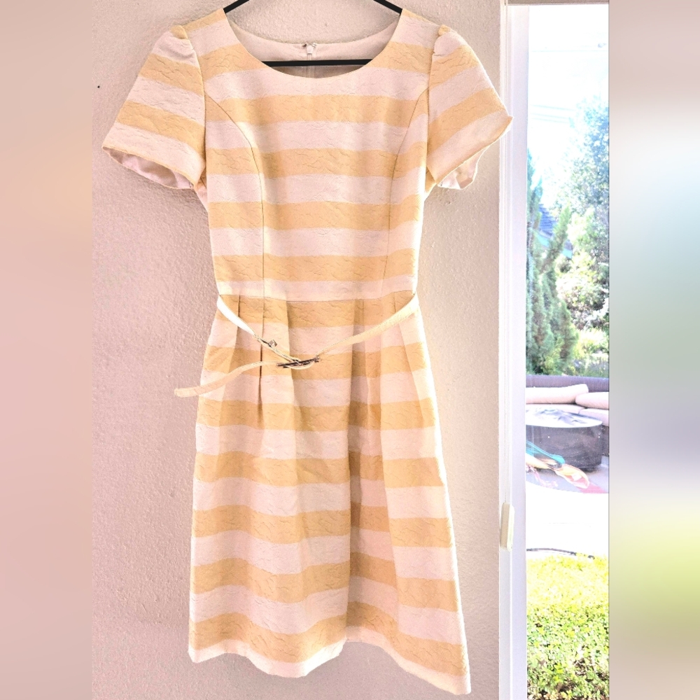High Quality Japanese Striped Yellow and White Dress
